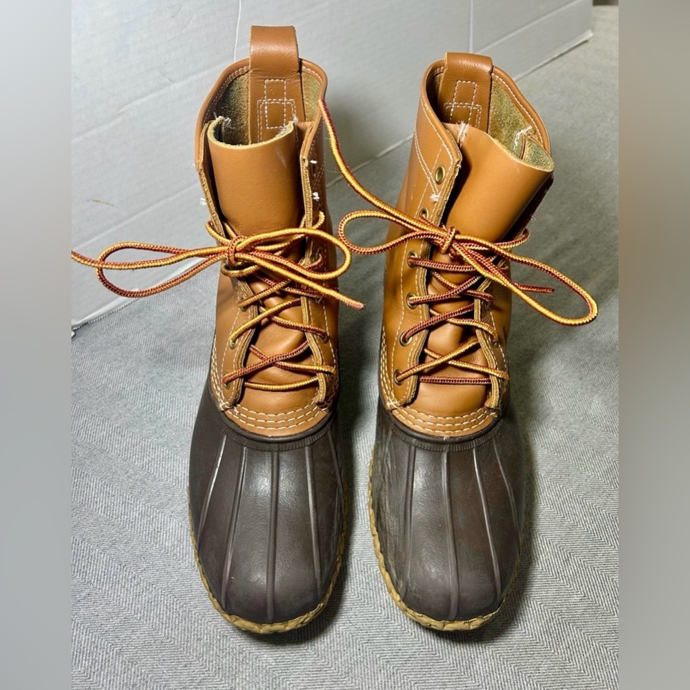 L.L. Bean Women's Leather Duck Boots, Size 10 Bean Boots, Rubber Boot Bottom